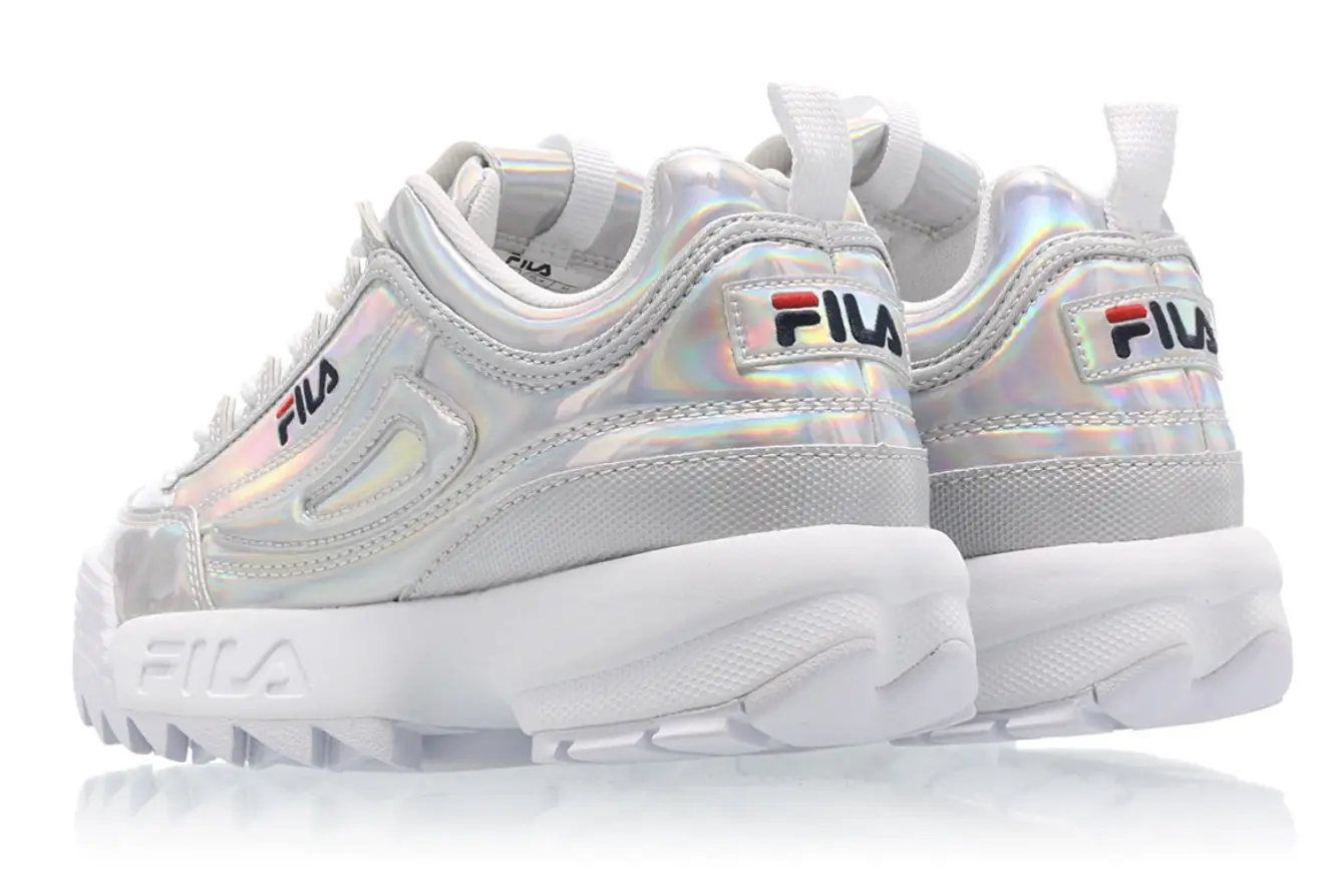 Amazon.com | LUCKY STEP Women Holographic Iridescent Metallic Chunky  Sneakers - White Shoes Ugly Dad Sneakers (6 B(M) US, White) | Fashion  Sneakers