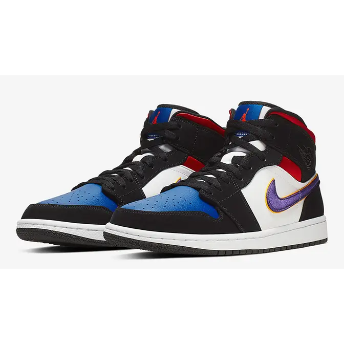 Black red white and blue hot sale jordan 1s