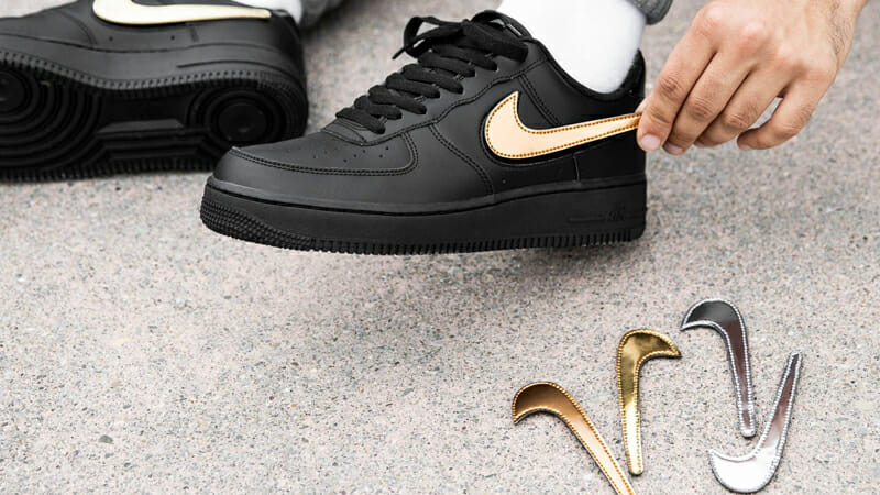 nike air force 1 black removable swoosh