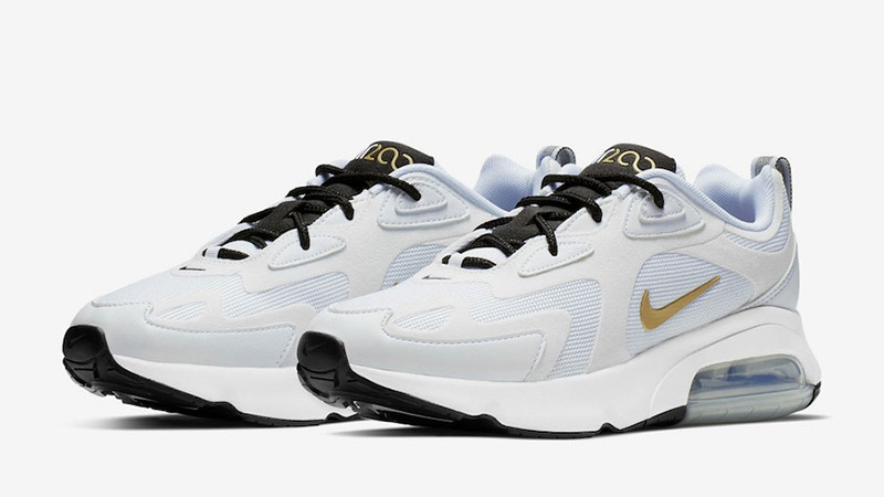 nike white and gold air max 200 trainers