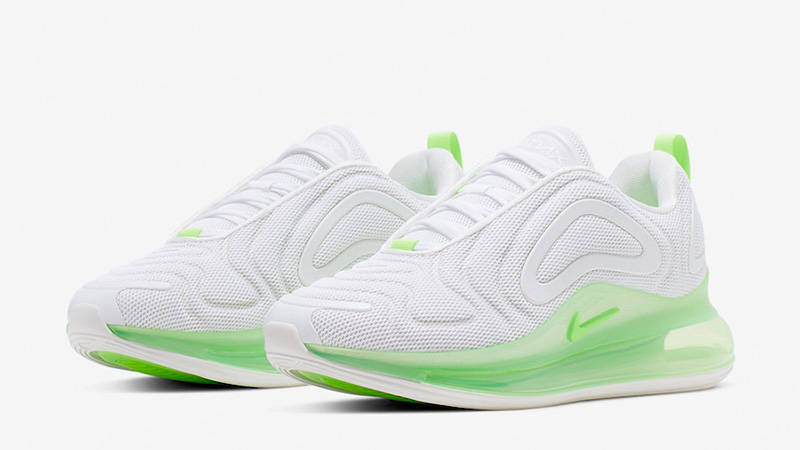 nike white and fluro green 720 trainers