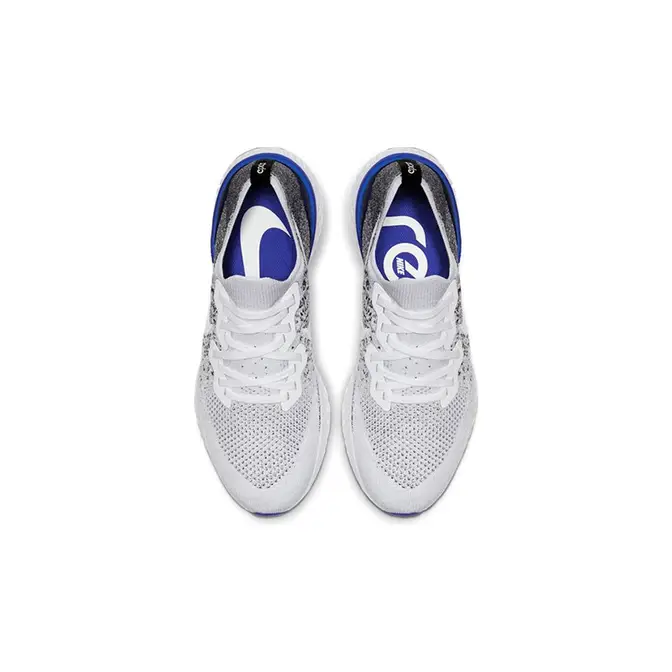 Epic react flyknit 2 shop men's running shoe white/white-black-racer blue