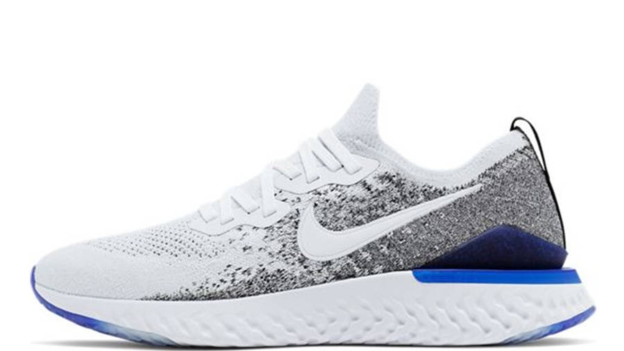 nike epic react flyknit 2 blue and white