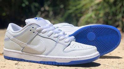 white and blue sb dunks