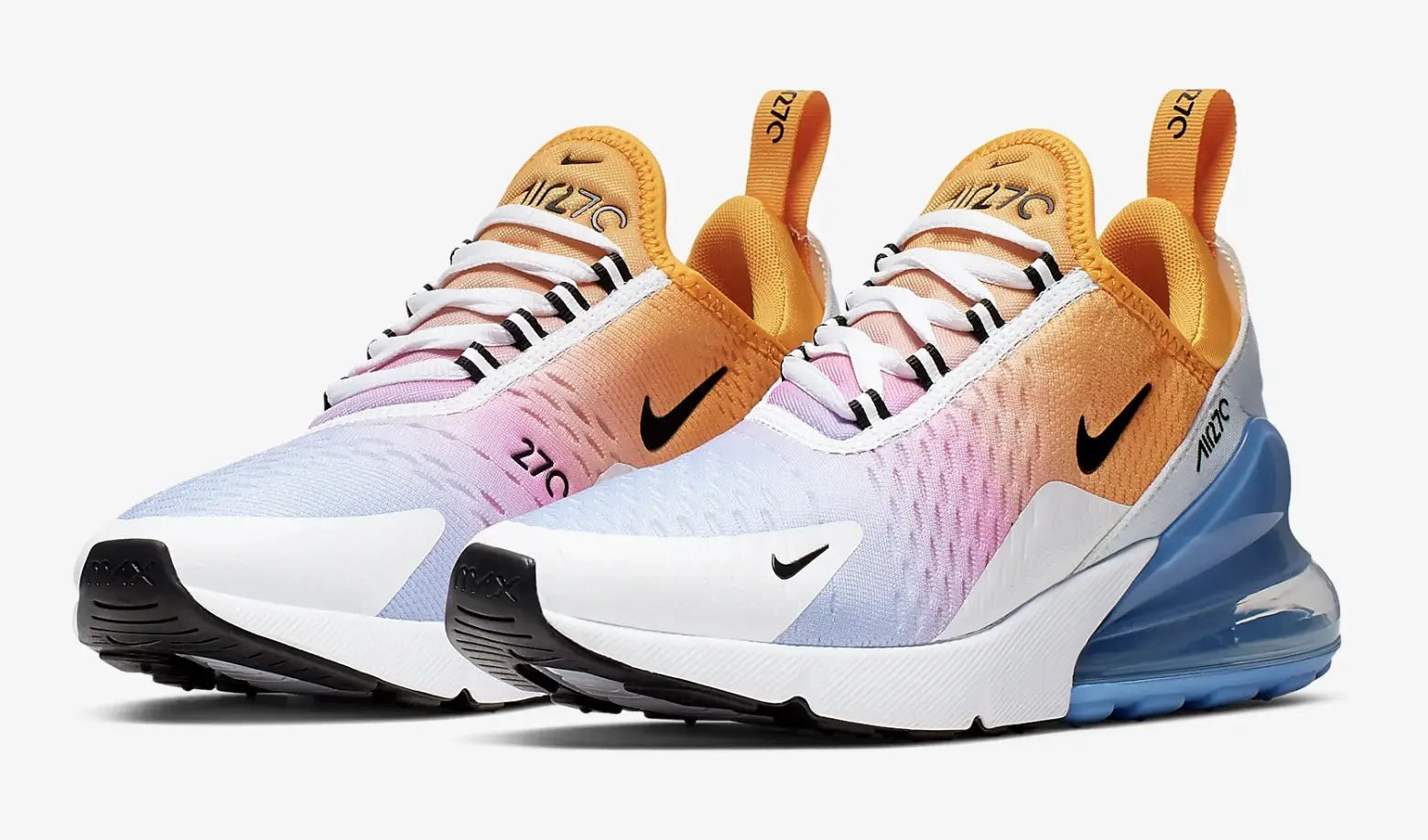 Nike air max 270 university gold hot sale black university blue psychic pink