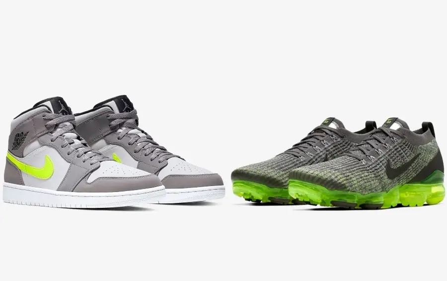 Available Now Jordan 1 Mid And Nike Vapormax Flyknit 3 Gunsmoke