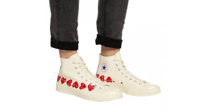 Comme des Garcons x Converse Chuck Taylor All Star 70s Hi Heart White On Foot