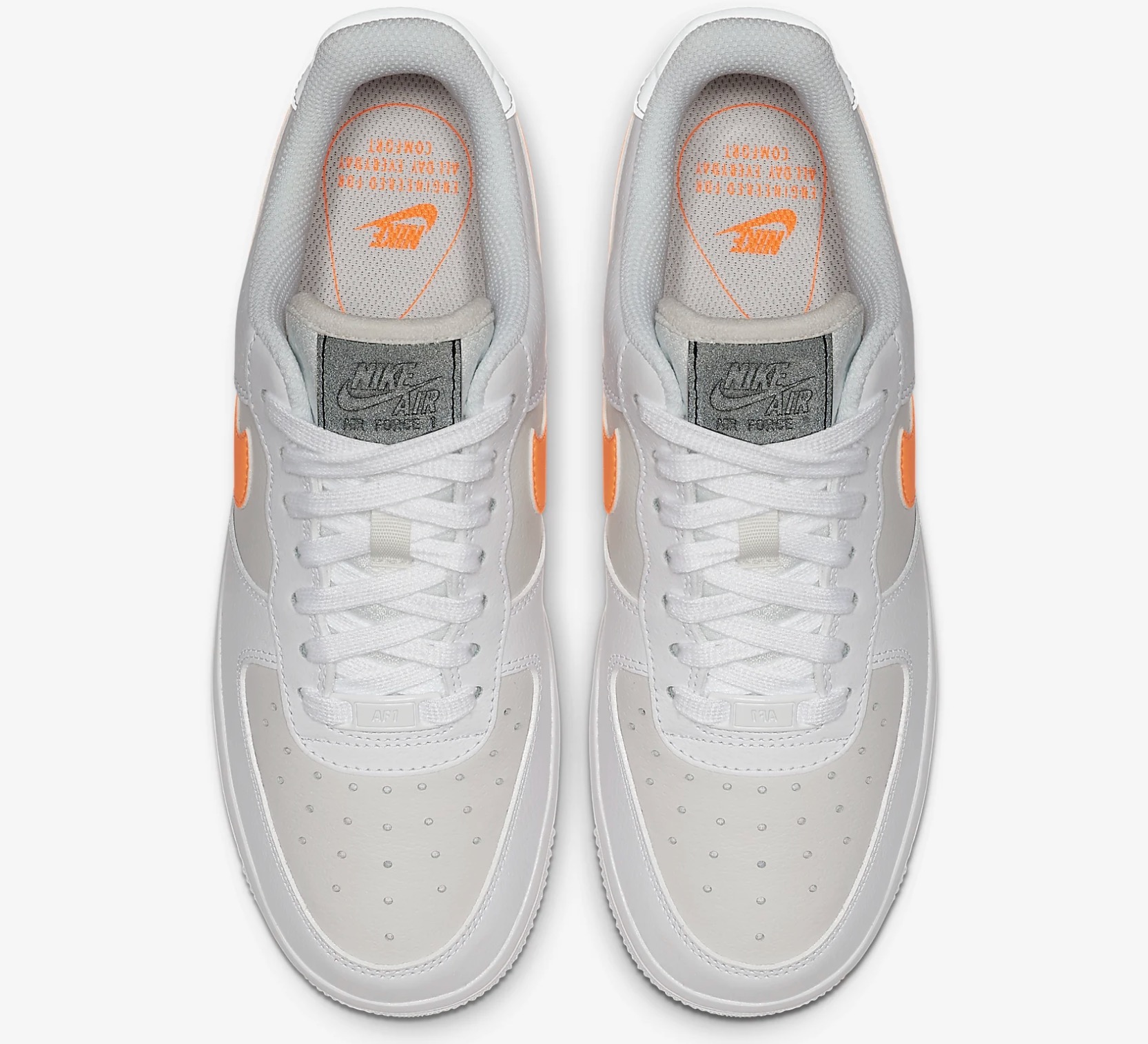 Nike Air Force 1 White Total Orange sky veiw