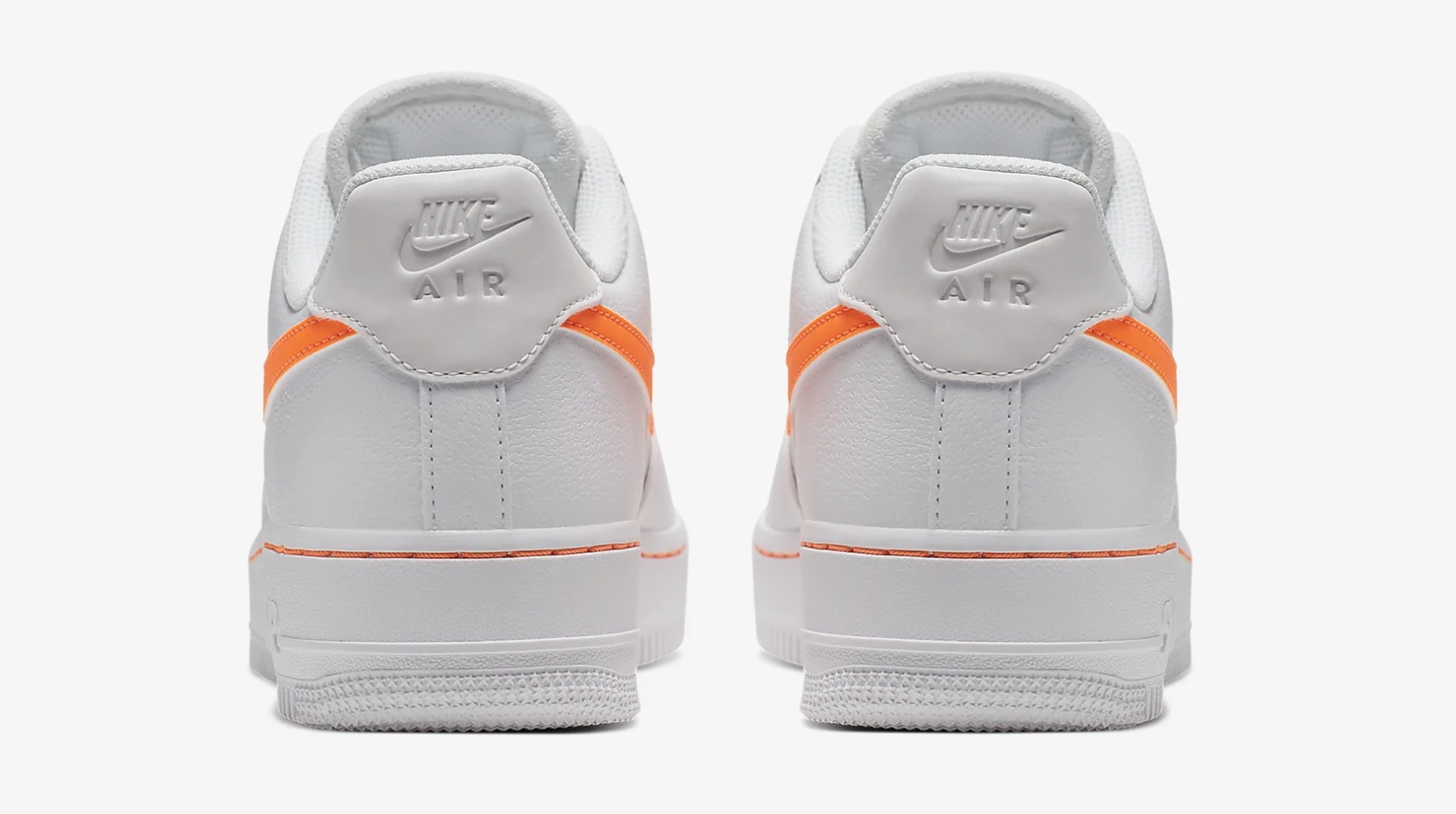 Nike Air Force 1 White Total Orange heel