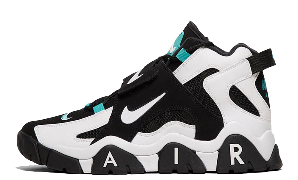 black and white nike air barrage mid