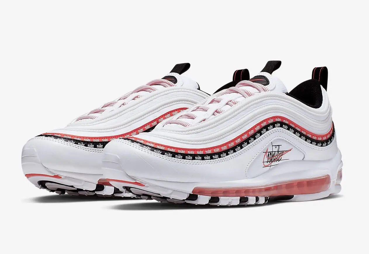 Nike air max 97 white and red hotsell and black