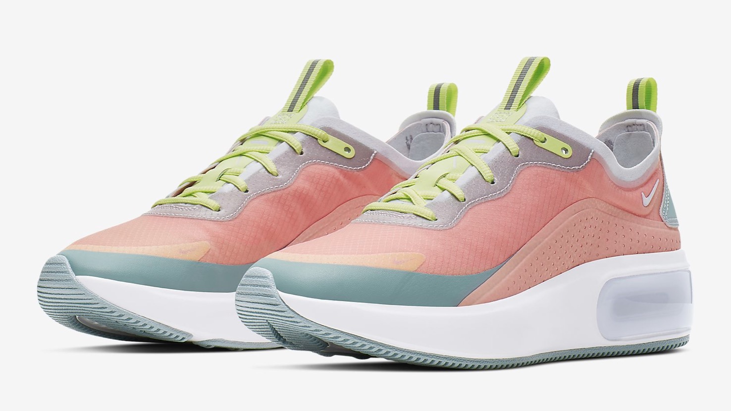 Nike Air Max Dia in Bleached Coral/Luminous Green/Amethyst Tint/Ocean Cube. sideways