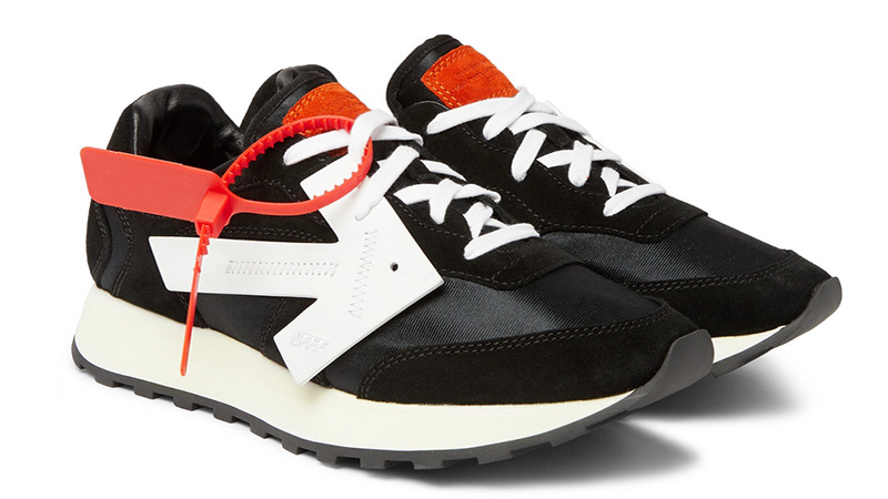 Off-White Leather Trimmed Shell Suede Black