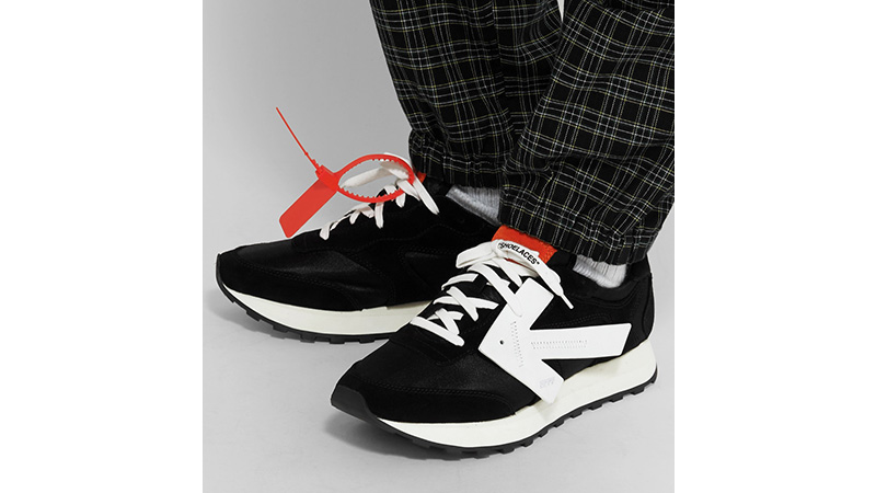 Off-White Leather Trimmed Shell Suede Black