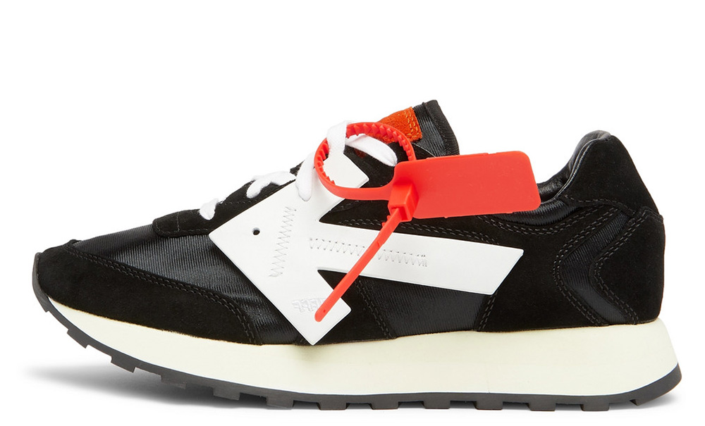 Off-White Leather Trimmed Shell Suede Black
