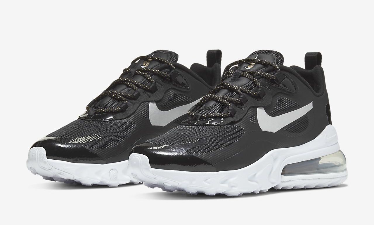 Nike Air Max 270 React Black Metallic Gold front