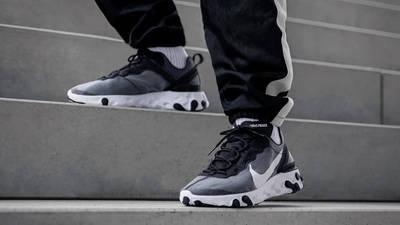 nike react element 55 black white on feet