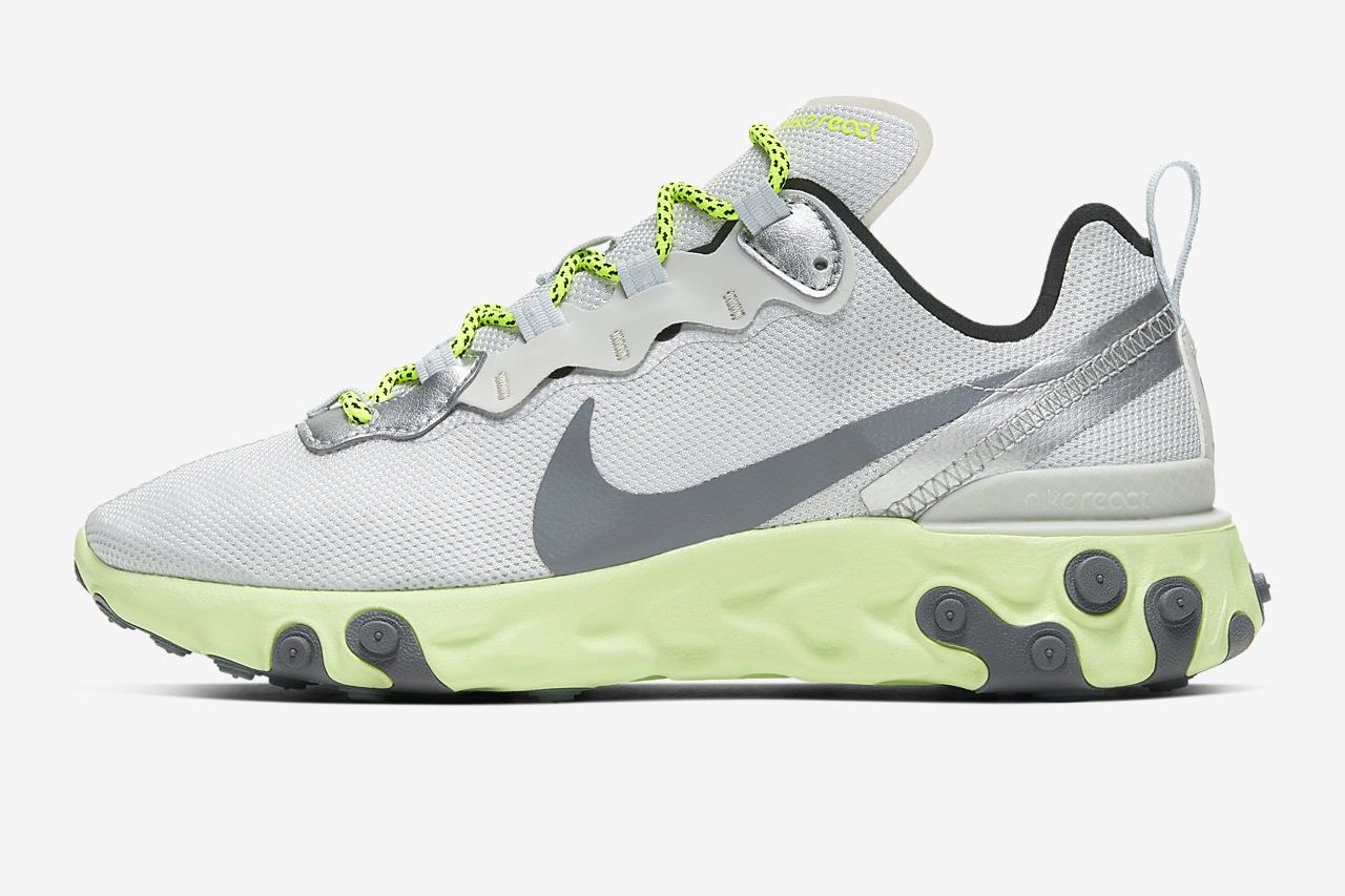 Nike React Element 55 Pure Platinum Barely Volt