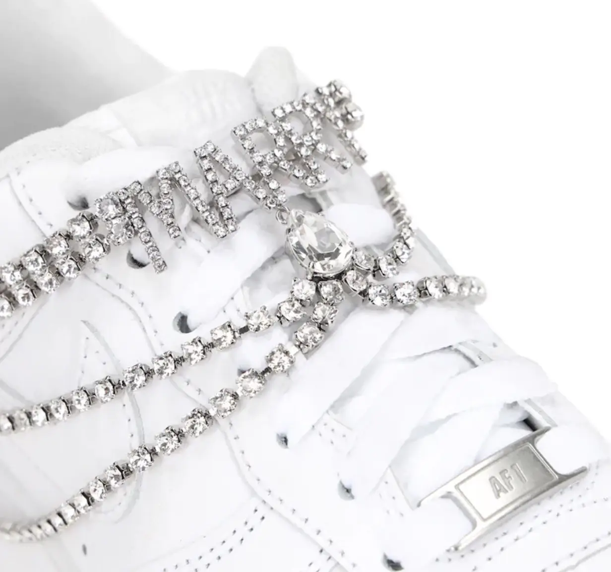スニーカー Air Force 1 Low x Swarovski \"Marry and Me\" Bridal Sneakers Iridescent Bride Wedding Air Force 1 Nike Sneakers Pearl