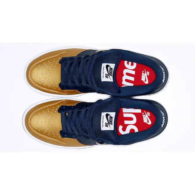 Supreme x Nike SB Dunk Low Gold Navy