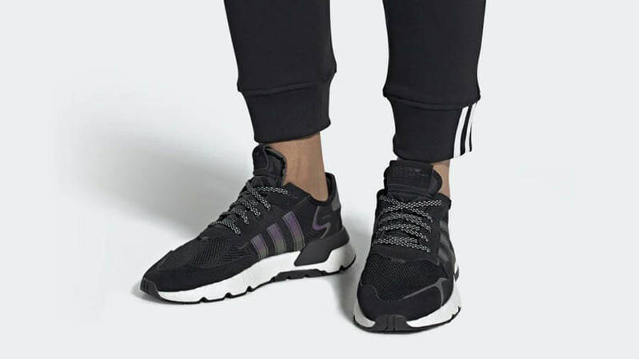 adidas nite jogger black on feet