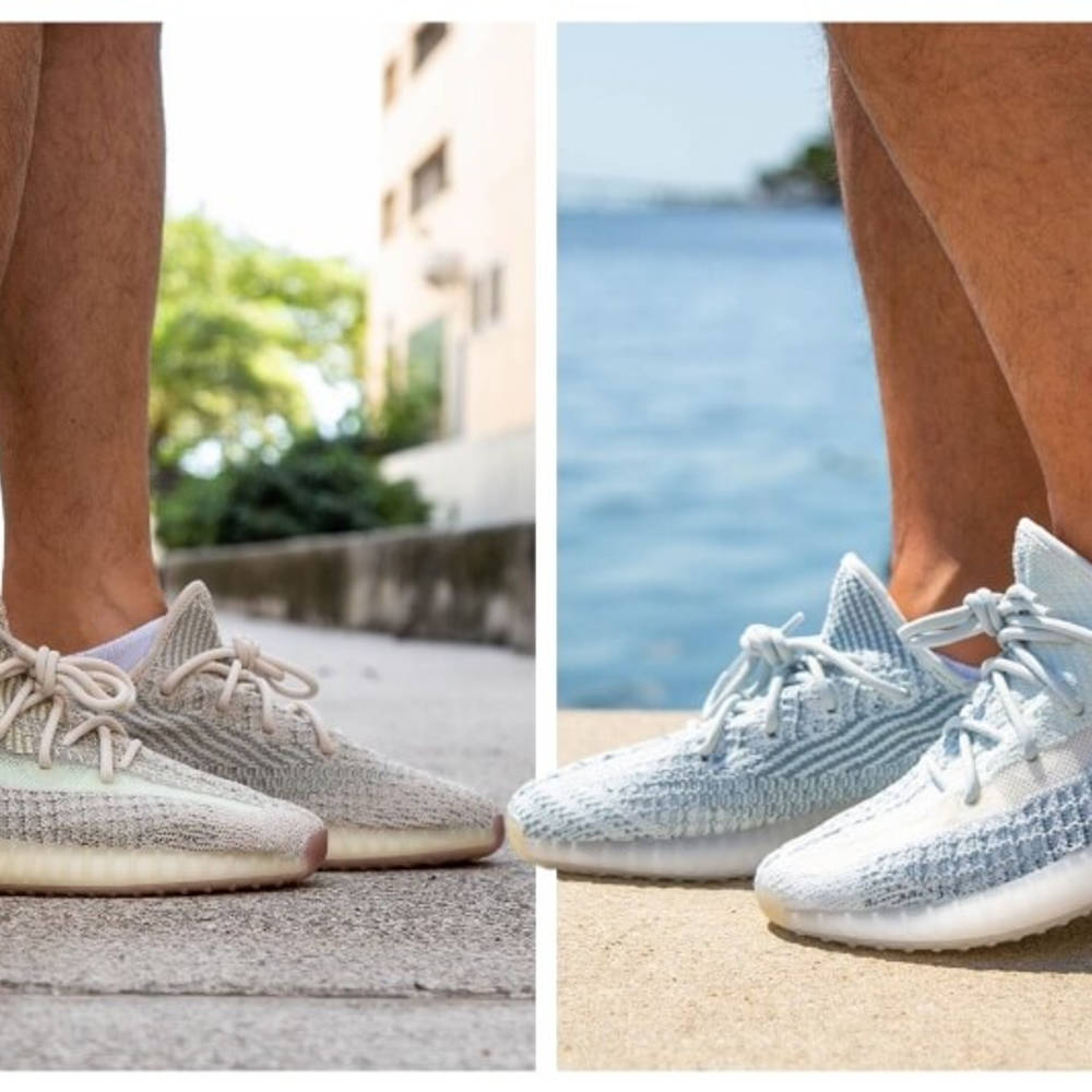 yeezy 350 cloud white on feet