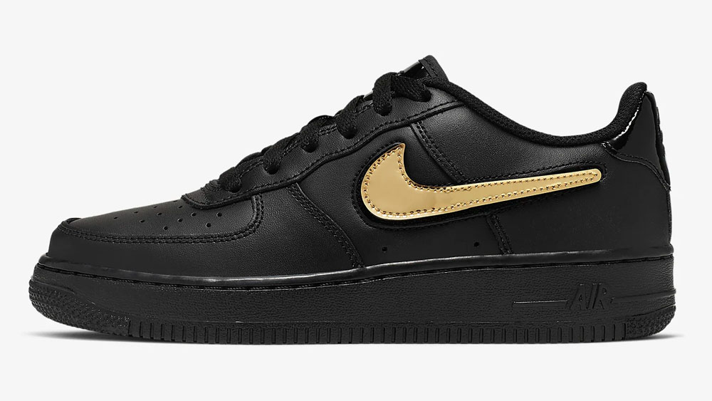 _0001_Nike Air Force 1 Black Velcro Swoosh