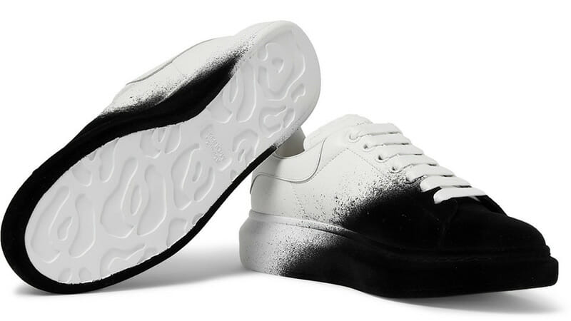 Alexander McQueen Exaggerated-Sole Velvet White Black