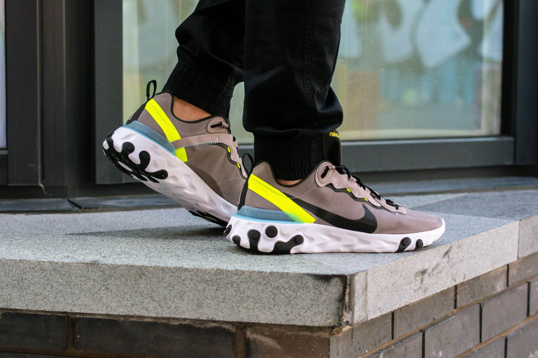 The Nike React Element 55 Grey Volt Is 