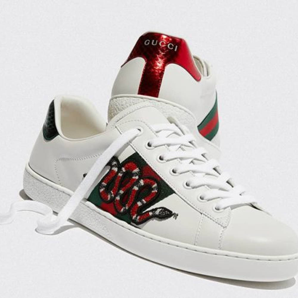 gucci ace snake trainers