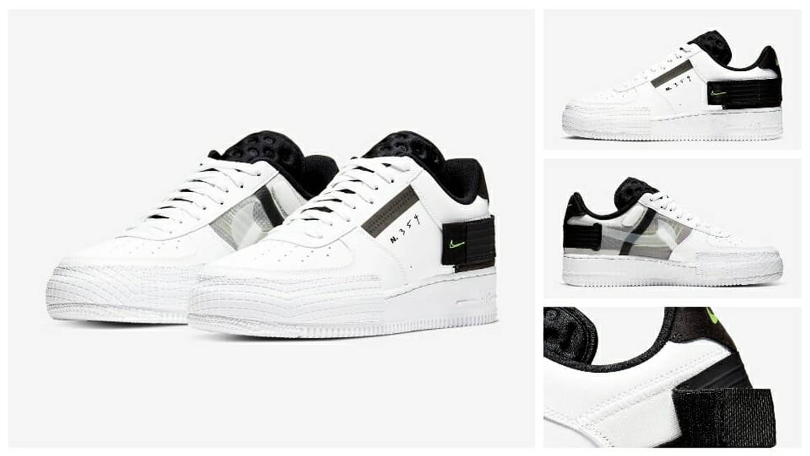 nike air force one type white black