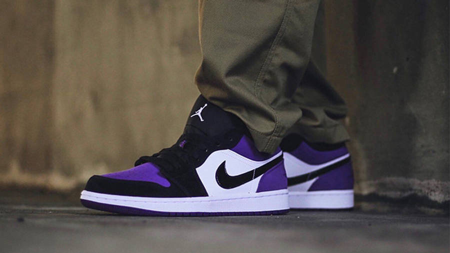 Jordan 1 Low Court Purple On Foot