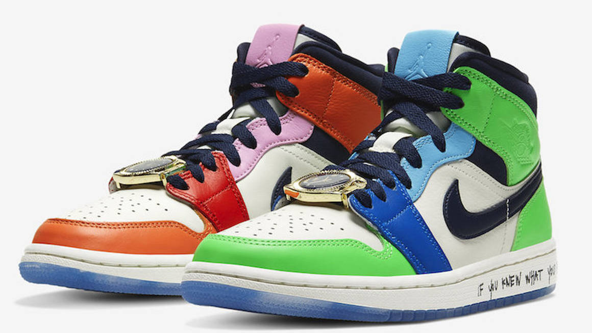 colorful jordan 1 with watch