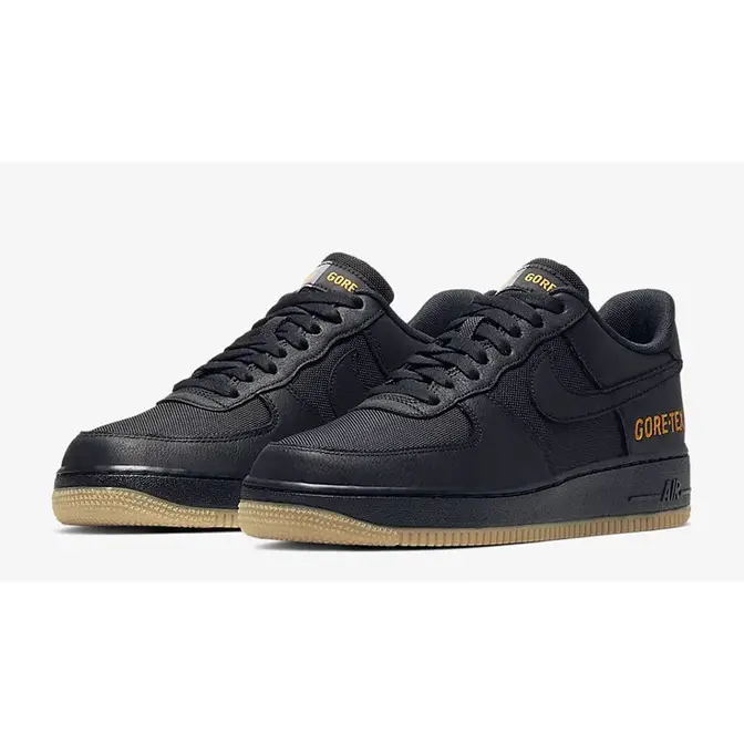 Nike The Swoosh branding on the pale Nike Special Field Air Force 1 Mid LA Low WTR Gore-Tex Black CK2630-001 front