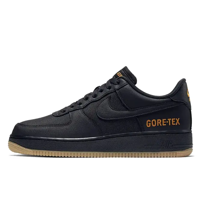 Nike The Swoosh branding on the pale Nike Special Field Air Force 1 Mid LA Low WTR Gore-Tex Black CK2630-001