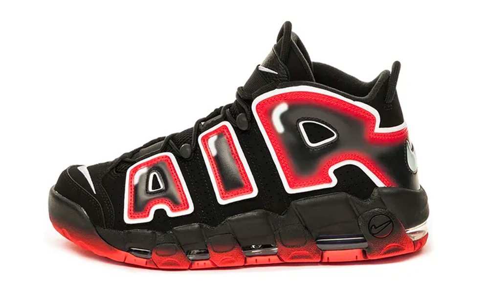 nike air uptempo red and black