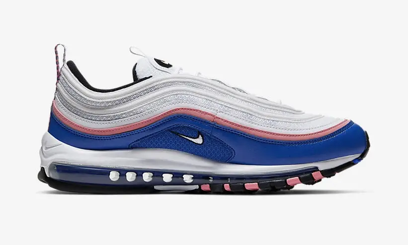 Swoosh Tape Detailing Updates This Nike Air Max 97 In Bubblegum Pink Game Royal Blue The Sole Supplier