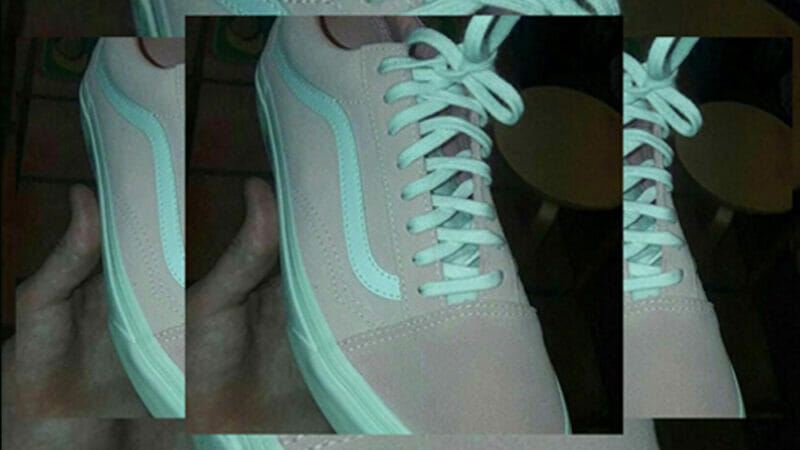 gray and pink vans