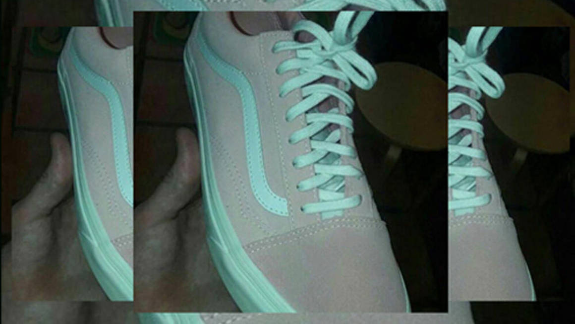 pink and white vans or teal and grey