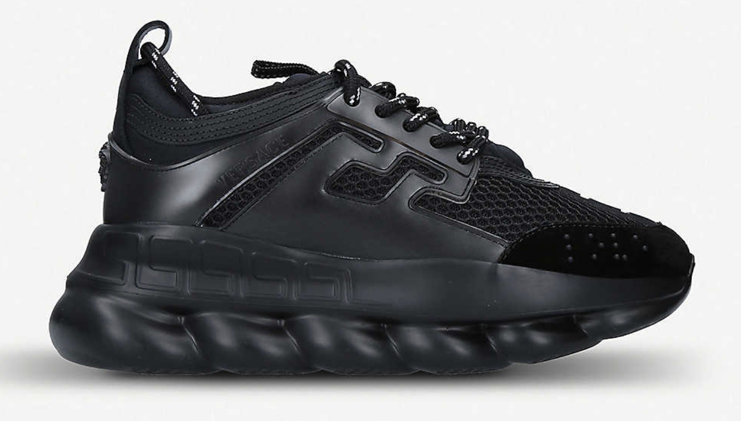 Versace Chain Reaction leather and mesh trainers