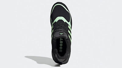 adidas boost black green birdseye view shot