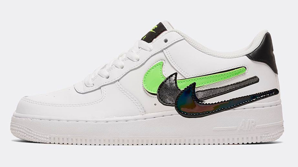 _0009_Nike Junior Air Force 1 LV8 3 GS Trainer _ White _ Black _ Green Strike