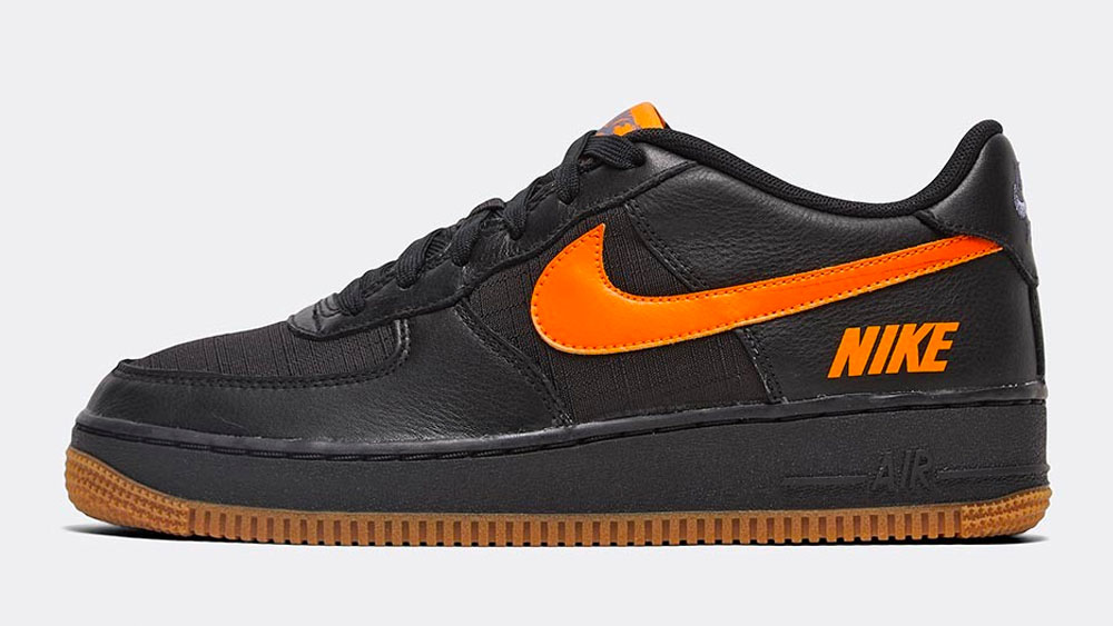 _0023_Nike Junior Air Force 1 LV8 5 GS Trainer _ Black _ Orange _ Black