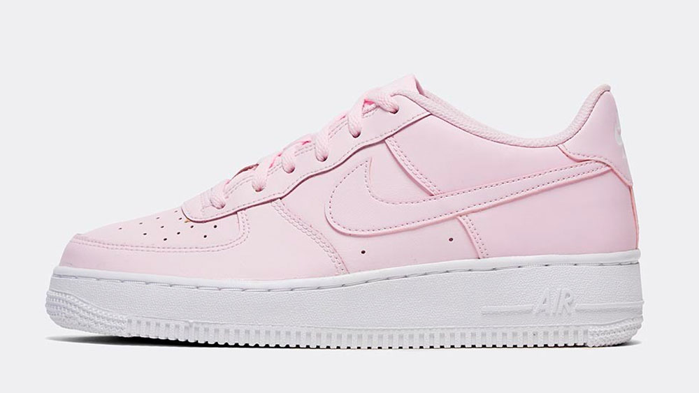 _0030_Nike Junior Air Force 1 GS Trainer _ Pink Foam _ White _ Metallic Platinum