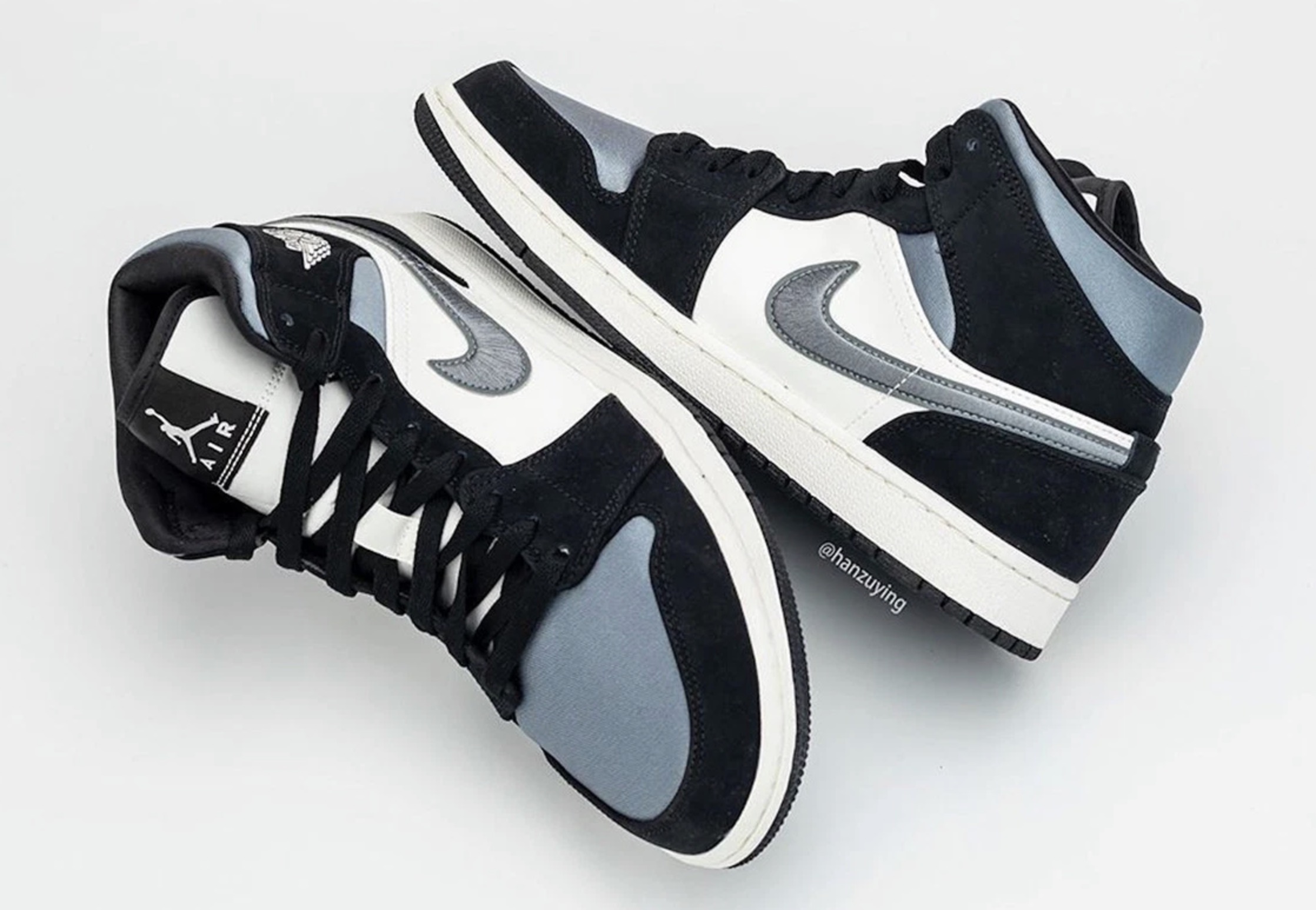 852542-011-4 Nike's Air Jordan 1 Mid Gets A Greyed Out Satin Look 4