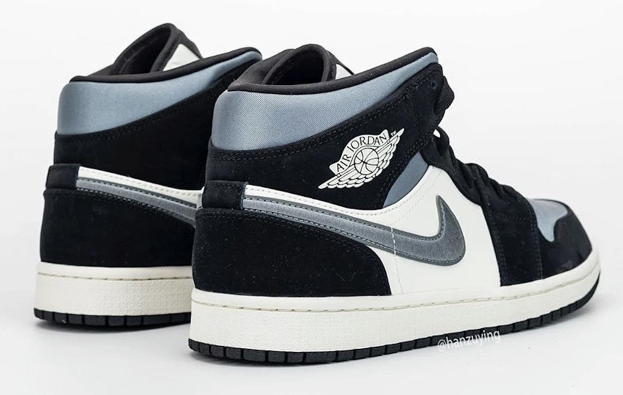 852542-011-4 Nike's Air Jordan 1 Mid Gets A Greyed Out Satin Look 5