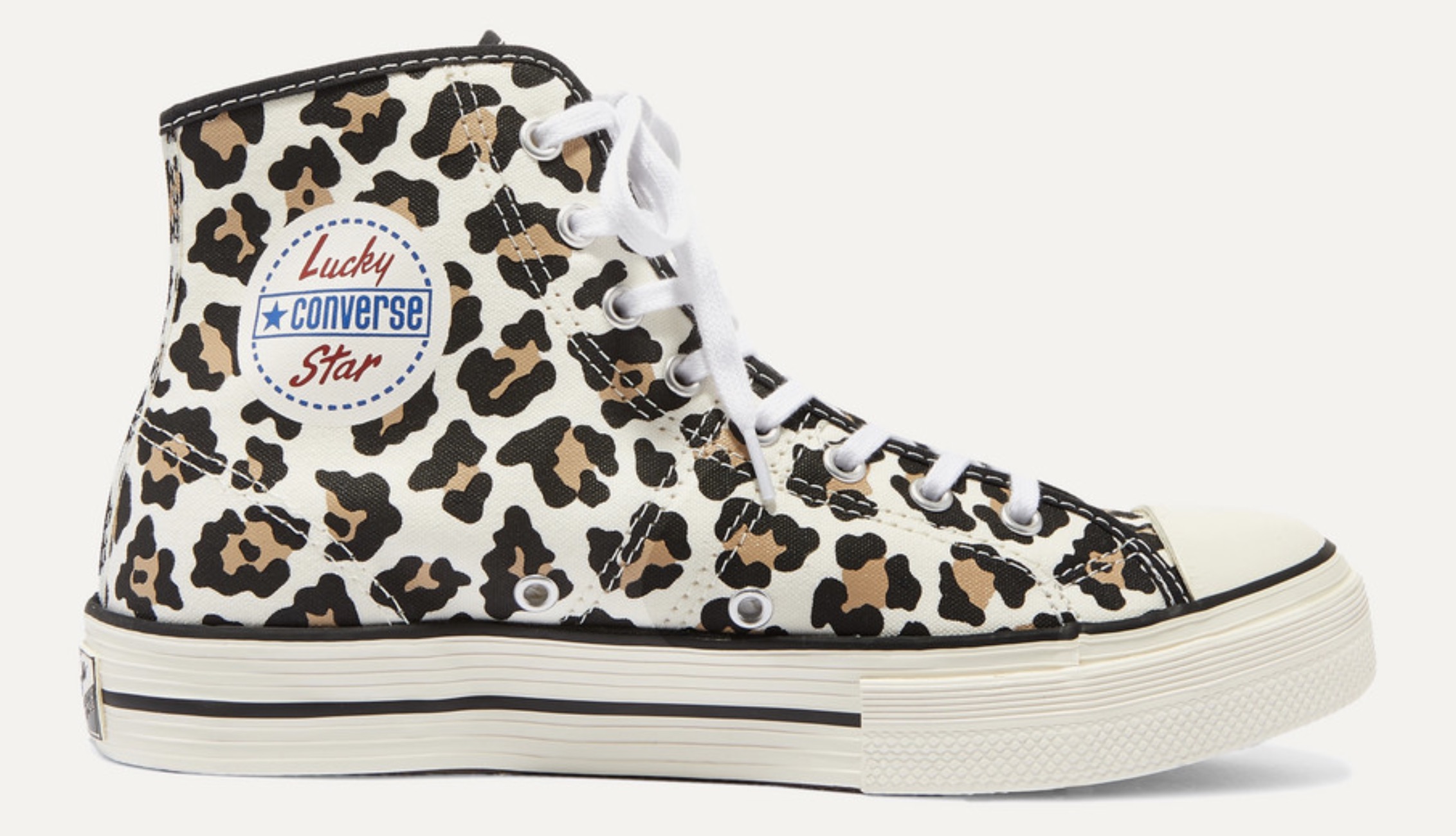 Converse Lucky Star leopard-print high-top canvas sneakers