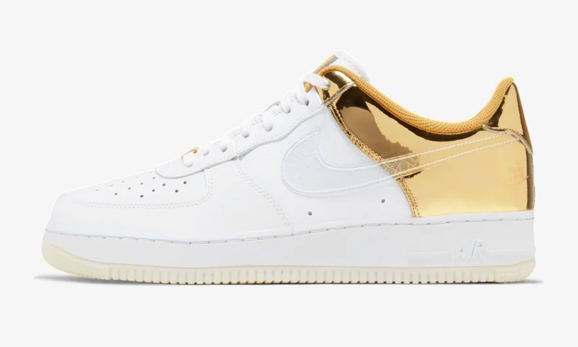 Everyone Needs To Stop And Check Out This Gold Heeled Nike Air Force 1