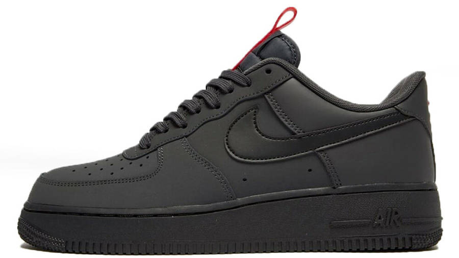 black air forces with red tongue