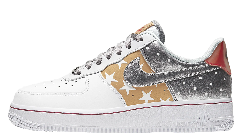nike air force 1 low silver and gold